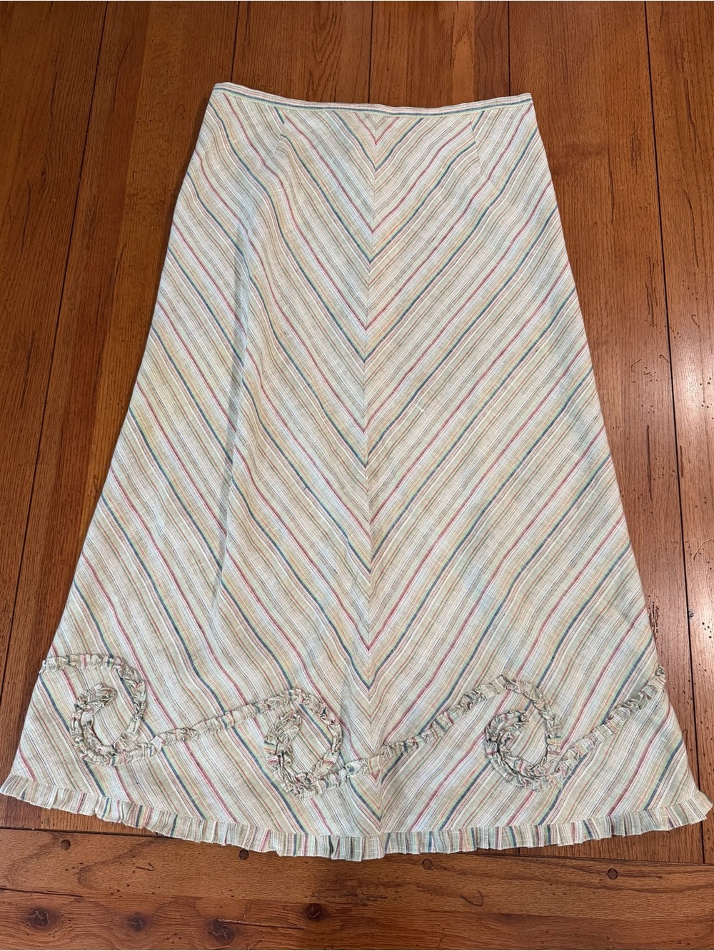 Putumayo Linen Chevron Stripe Maxi Skirt Size 8